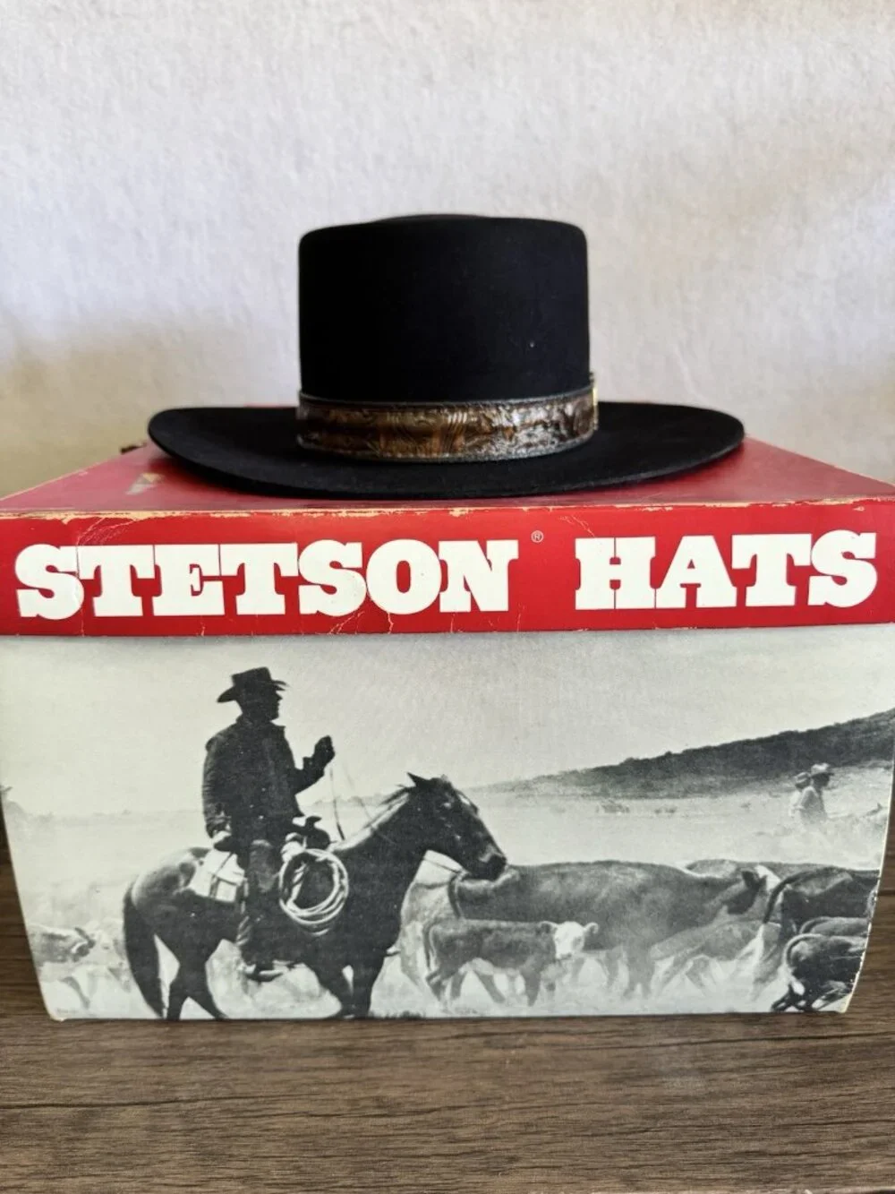 Stetson 3X Beaver Revenger Vintage Black Cowboy Hat Sz 7